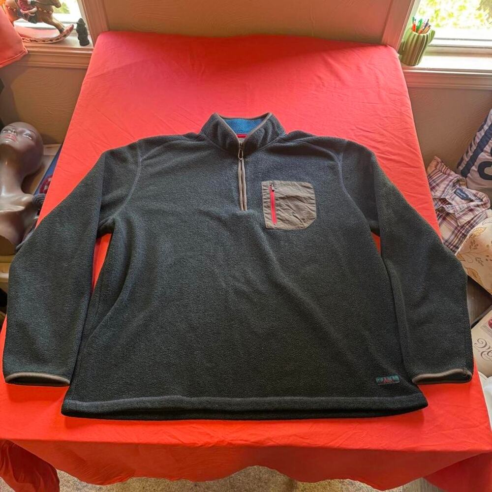 G.H. Bass & Co. Explorer Navy blue & Black w/ gray Fleece Quarter Zip Size XL